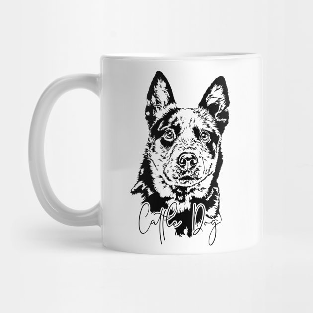 Funny Cattle Dog lover dog portrait by wilsigns